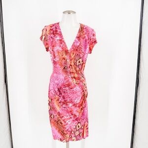 Cache Pink and Orange Patterned Mini Dress